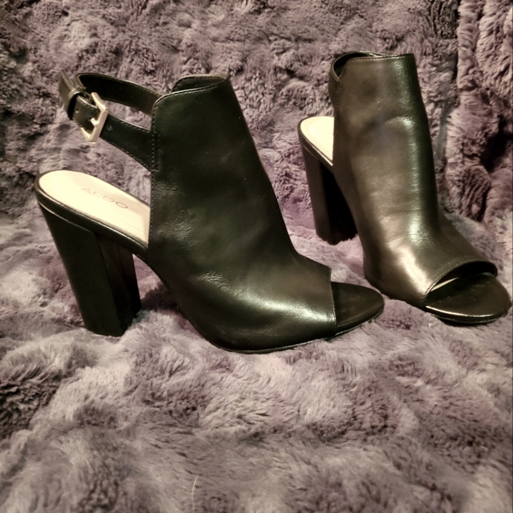 Aldo Black Leather Heels
